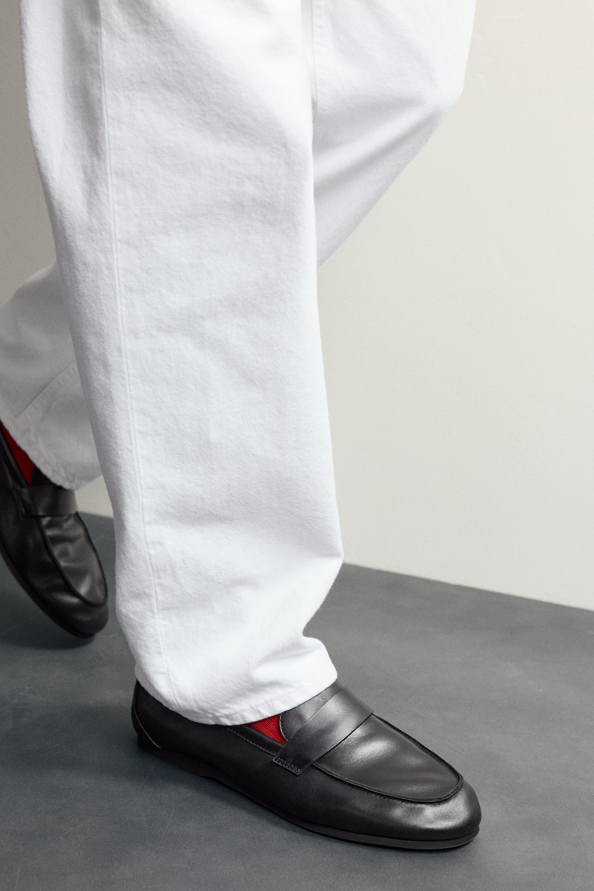 AARON LEVINE X ZARA LEATHER PENNY LOAFERS
